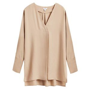 Cuyana Sand Beige Cupro-Tencel V-Neck Tunic Siz XS